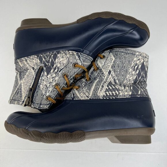 Sperry Top-Siders Womens STS97761 Blue Geometric Ankle Size 7.5 Rain Boots - Picture 7 of 9